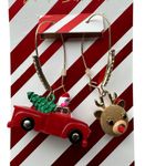 Betsey Johnson  Santa Truck & Reindeer Mismatch Drop Crystal Enamel Earrings NWT Photo 1