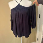 Ella Moss Navy Off Shoulder Balloon Sleeve T Shirt - size medium Photo 1