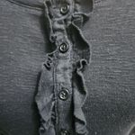 Merona  Shirt Womens Size L Black‎ Ruffle Front Ribbed Knit Casual Distressed Photo 2