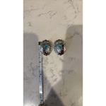 Silver tone faux turquoise conch earrings western NFR rodeo classic chic Photo 3
