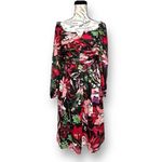 Tahari  ASL 12 Black Red Floral Chiffon Mini Dress Cocktail Party Festival NWT Photo 1