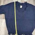 Main Strip V Neck Frayed Sweater Dark blue Size Large Photo 10