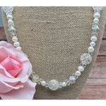None Cute White Seed Pearl & Beaded Single Strand Necklace Toggle Clasp Classic 21" Photo 2