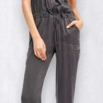 Free People  Roaring Rayon Utilitarian Jumpsuit 4 S Grey / green Rare Cute Grunge Photo 0