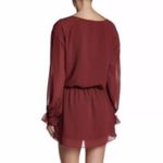 Haute Hippie XS Burgundy V-Neck Mini Dress With Tassel Boho Accents MSRP $695 Photo 3