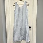 Talbots  Linen Maxi Dress Newport Blue White Stripe Size 10 Photo 2