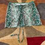 SheIn NWOT Bathing Suit Cover Up Mini Skirt Green Snakeskin S Photo 0