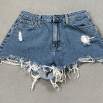 Forever 21  Denim Jean Shorts Blue 28 Womens High Rise Cutoff Ripped Frayed Hem Photo 0