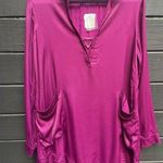 Free People Satin Tunic Top V-neck Bright Wine Womens Small NEW Rayon & Viscose Photo 0