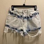 ZARA  High Waisted Tie Dye Distressed Jean Shorts Size 4 Photo 0