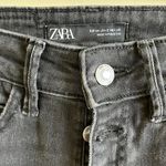 ZARA High Waist Button Fly Ankle Cropped Jeans Black Womens Size 2 Denim Photo 5