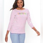 Talbots “Vacation” Authentic Tee in Watermelon Stripe Size Medium Petite Photo 0