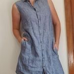 Adrienne Vittadini Chambray Linen Button-Down Sleeveless Dress - Blue - S Photo 0
