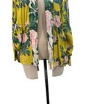 Anthropologie ‎ Elma Kimono Top Open Front Rose Floral Print Yellow One Size Photo 4