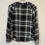 Candie's Candie’s Women’s Army Green Plaid Half Zip Sheer Long Sleeve V Neck Blouse XS Photo 1