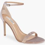 Steve Madden  Tecy Rhinestone Embellished Stiletto Sandal in Blush Velour Photo 0