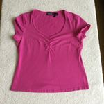 Ny&co Y2K Center Ruched Cinched Pink V-neck Top - Sz Medium Photo 1