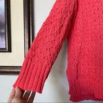 Seven7 Textured Chenille Crew Neck Sweater in Hibiscus Coral Size Medium Photo 5