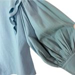 Carolina K Full Balloon Sleeve Embroideted Cutwork Ruffle Top Blue Size XS Photo 7