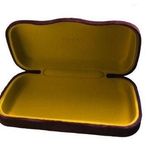 Gucci  Purple Velvet Hinged Hard Shell Sunglass Case Yellow Velvet Lining 7X4 Photo 0
