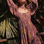 Free People Summer Picnic Printed Mini Dress Raisin Combo Brown Floral Brown Photo 0