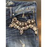 EXPRESS Zelda Jeans Women’s 8 Blue Denim Slim Fit Ultra Low Rise Distressed READ Photo 13