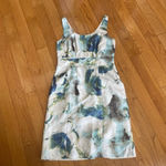 Banana Republic 100% Silk Scoop Neck Blue Green Watercolor Print Dress US 8 Photo 8