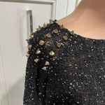 Women's Black Sequin‎ Spiked Pullover Sweater Size S/M Whimsigoth Grunge Goth Photo 1