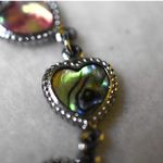 Source Unknown NWOT Stunning Multi Color Abalone/Shell Hearts Silver Tone Link 6.5" Bracelet Photo 3