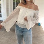 XOXO Gold & White Off the Shoulder Bell Sleeve Top Photo 0