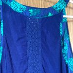 Market & Spruce  Teal and Navy Floral Blouse Photo 3