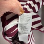 d&co Denim Company Burgundy White Stripe Velour Trim Hoodie Pocket Top Womens S Size M Photo 4