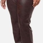 DG2 Diane Gilman Medium Womens Coated Knit Faux Leather Look Pull On Slim Pants Brown Photo 0