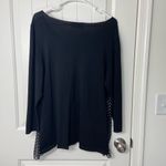 Lane Bryant NWOT‎  women’s black knit v-neck scoop dotted hem sweater blouse Photo 5