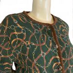 Jones New York  SPORT VINTAGE 1990'S EQUINE GREEN & BROWN QUILTED JACKET (M) Photo 8