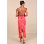 Lulus NWT  Camadi Hot Pink Animal Print Mesh Backless Midi Dress Bohemian Sz L Photo 3