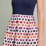 Hutch Anthropologie Blue Fit & Flare Metallic Arrowhead Short Mini Dress Size 8 Photo 0