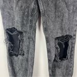 Free People  Maggie Black Wash Button Fly Busted Knees Sharkbite Hem Jeans 26 Photo 6