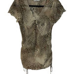 Source Unknown Y2K Sheer Leopard Animal Print Blouse Photo 0