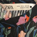 ZARA Large Black Floral Pleated 3/4th Sleeve Babydoll Mini Dress by Photo 13