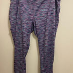 Everlast  Womens Cropped Leggings 2XL Waist 40” 42” Striped Green Pink Blue Photo 0