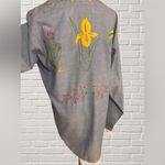 Vintage Hand Embroidered Chambray Shirt Lace Trim Western Cottagecore Blouse Blue Size undefined Photo 1
