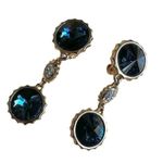 Swavorski Vintage Swarovski Deep Blue Rivoli Crystal Clip-On Earrings Photo 8