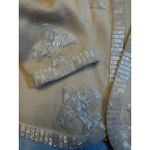 frankie's bikinis Academy Vintage Beaded Knit Cropped Ivory Cream Embellished Sweater Jacket Photo 4