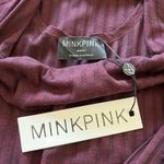 MINKPINK NWT Nora Ribbed Waist Tie Maroon Side Slit Midi Dress Size Medium Photo 9