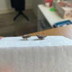 Raw Crystal Stud Earrings Gold Accent‎ Minimalist Unique Oyster Southern Charm White Photo 2