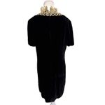 Handmade Black Velvet Gold Lace Trim Shift Dress Old Money Holiday Classic Whimsygoth M Photo 2
