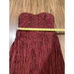 Phoebe Couture  strapless Maroon iridescent Crinkle ruched Evening Gown Size 2 Photo 5