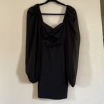 NWOT Cut Out Mini Dress with Sheer Balloon Long Sleeves Black Photo 3