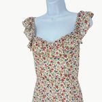 Reformation  Women's Paris Floral Ruffle Mini Dress | Sz 6 | Cream/Pink/Blue Photo 4